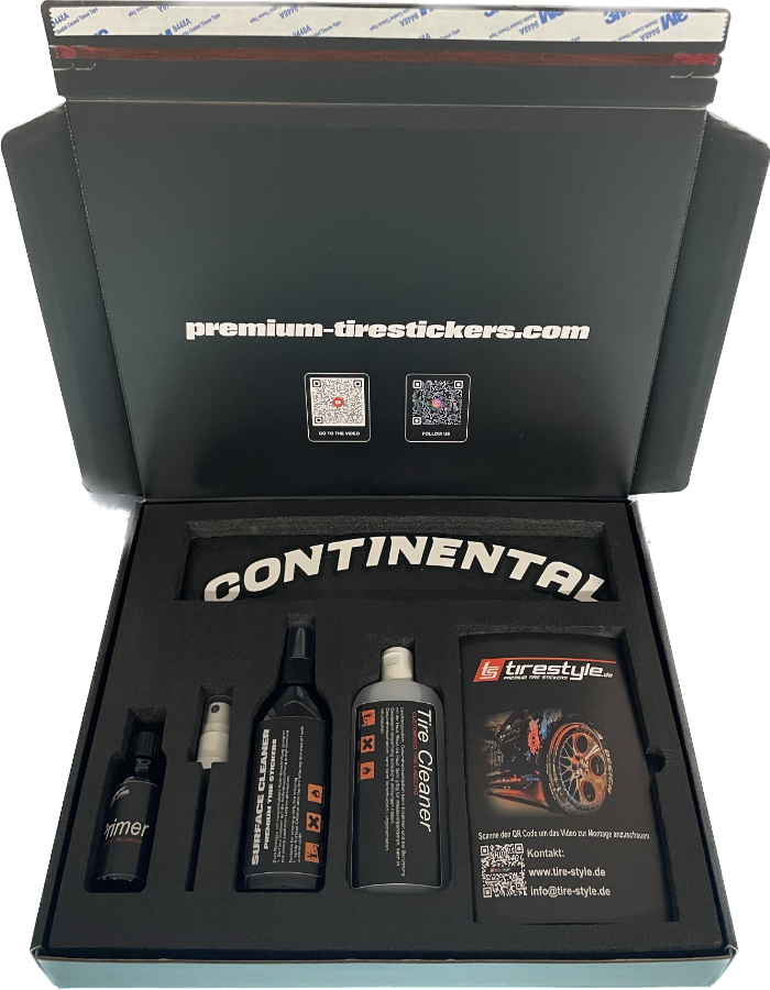 Continental Reifensticker - selbstklebend - Höhe 20mm Inkl. Primer und Tire Clenaer-Version 2025