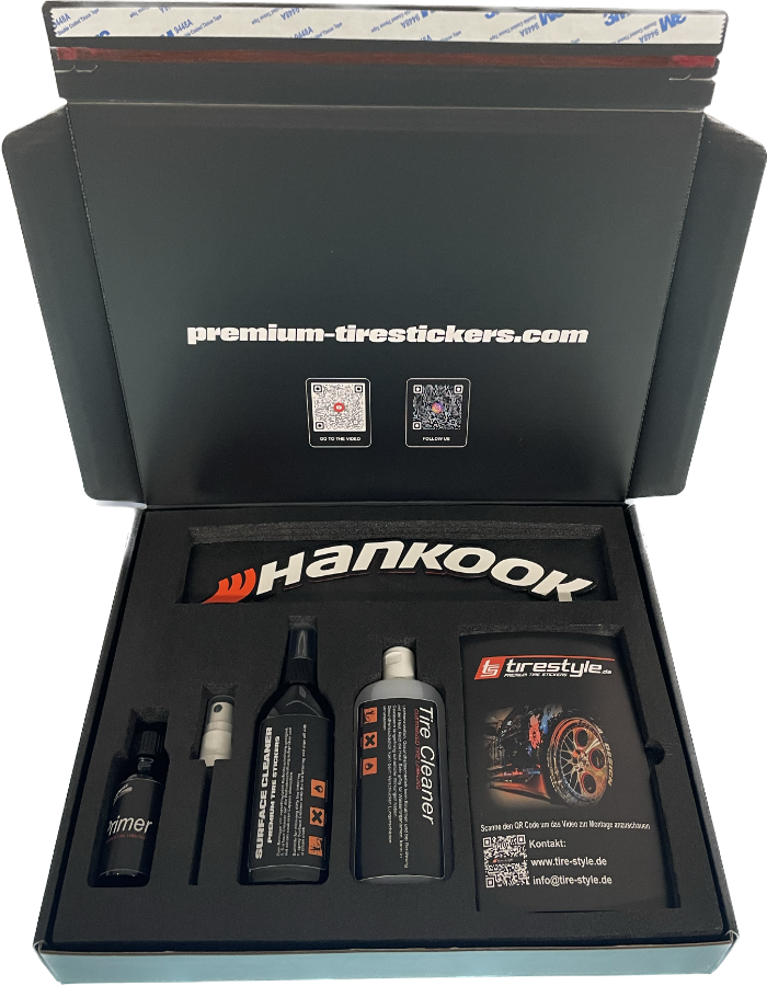 Hankook Reifensticker - selbstklebend - Höhe 20mm Inkl. Primer und Tire Clenaer-Version 2025