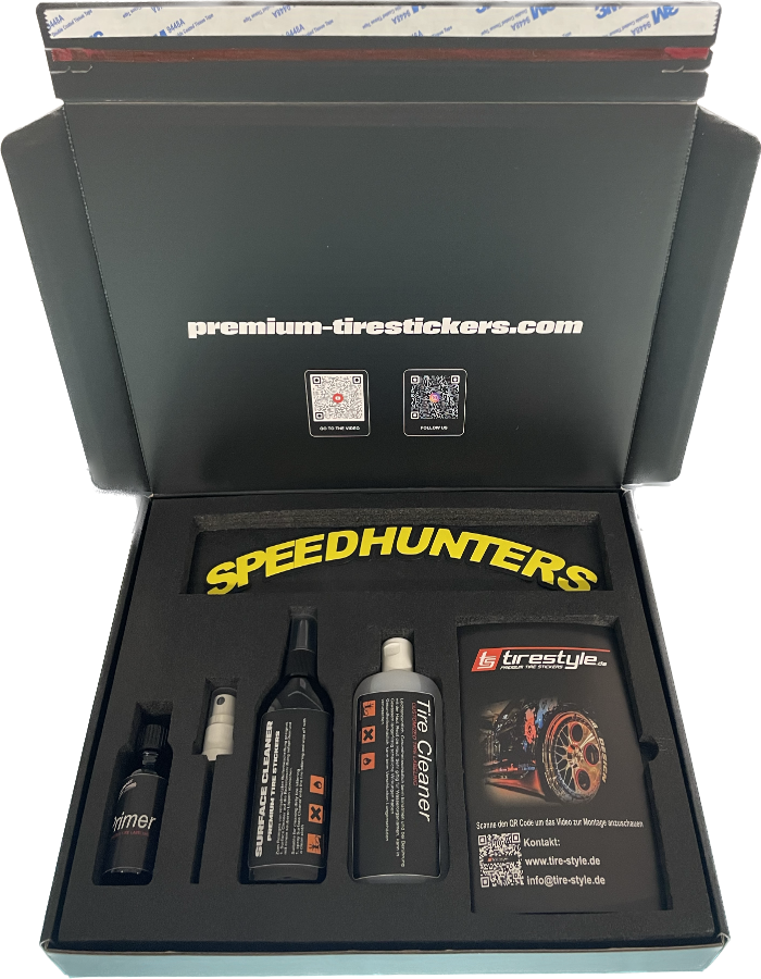 Speedhunters Reifensticker - selbstklebend - Höhe 20mm Inkl. Primer und Tire Clenaer-Version 2025